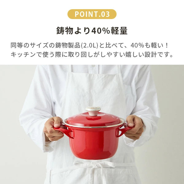 日本製：Fujihoro EX 系列 旗艦頂級款 16cm 雙耳琺瑯小燉鍋 1.6L (B3780)