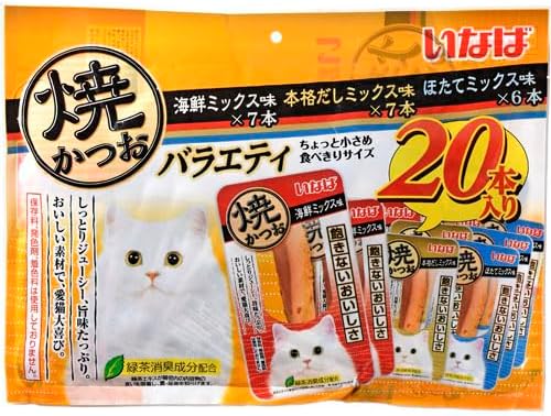日本製：いなば 焼かつお 成猫用ちゅ〜る (20本入り) アソート (P102)