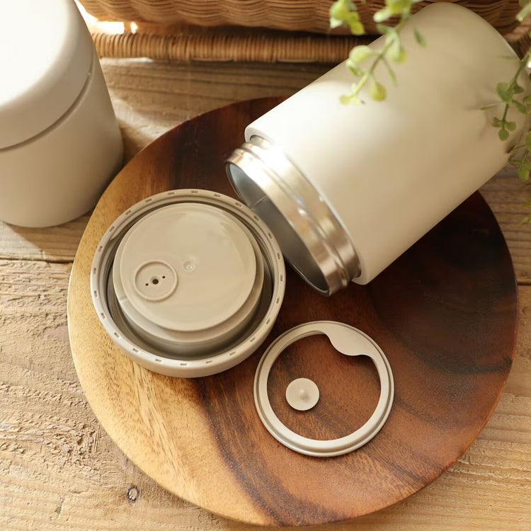 Made in Japan: MUJI Wide Mouth Insulated Soup Jar 300/430mL | Gray/Beige/Silver (B592)