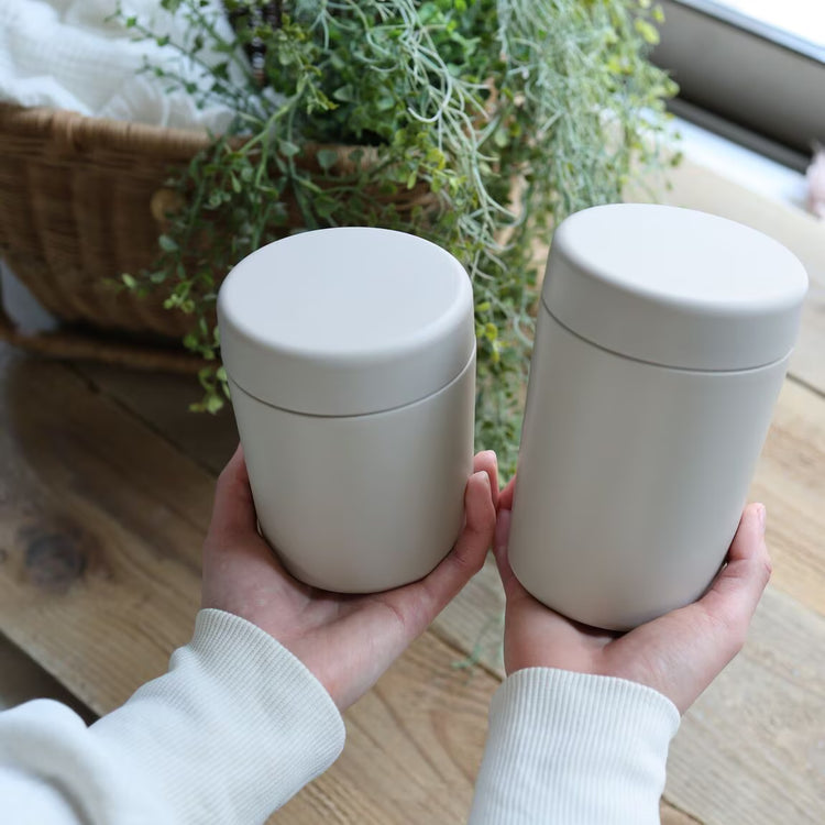 Made in Japan: MUJI Wide Mouth Insulated Soup Jar 300/430mL | Gray/Beige/Silver (B592)
