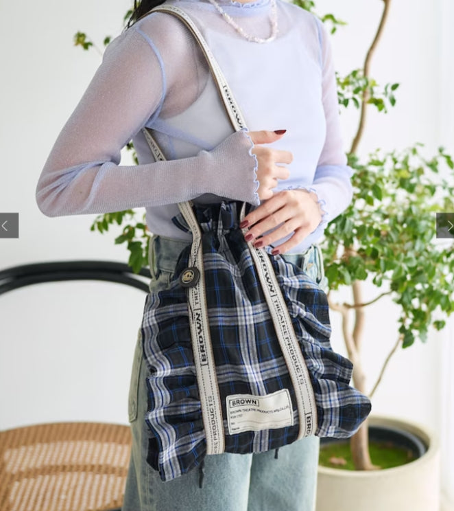 Made in Japan: FREAK'S STORE Limited Edition Checkered Ruffled Shoe Bag (C219)