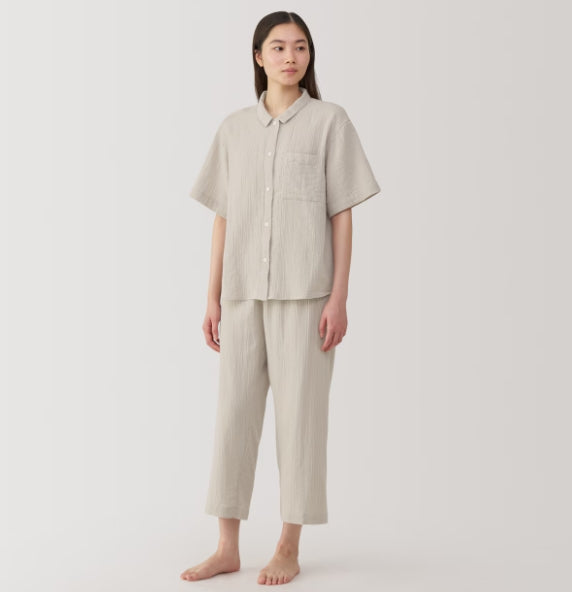 Direct from Japan: MUJI Cambodia-made women's 100% cotton seamless 3/4 sleeve pajamas (MJ205)