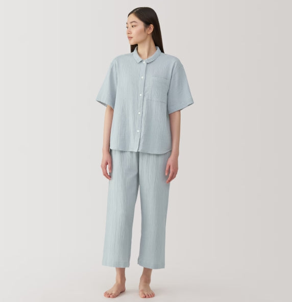 Direct from Japan: MUJI Cambodia-made women's 100% cotton seamless 3/4 sleeve pajamas (MJ205)