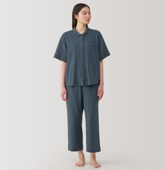 Direct from Japan: MUJI Cambodia-made women's 100% cotton seamless 3/4 sleeve pajamas (MJ205)