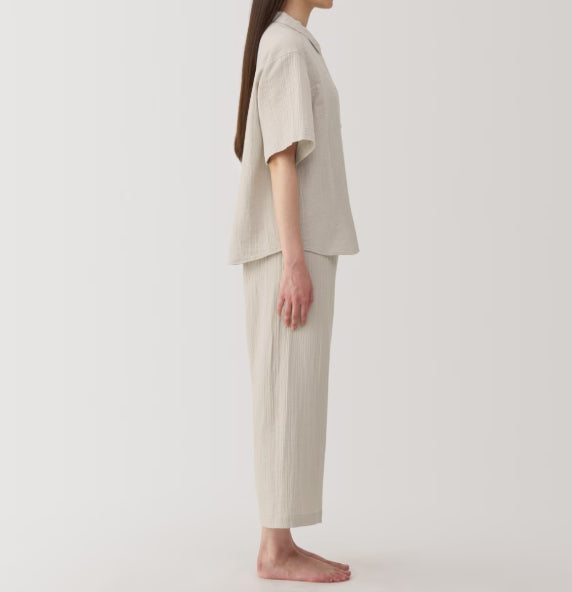 Direct from Japan: MUJI Cambodia-made women's 100% cotton seamless 3/4 sleeve pajamas (MJ205)