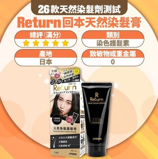 日本製：Return Natural Hair Colour Serum 回本天然染髮護髮膏 200g (B631)