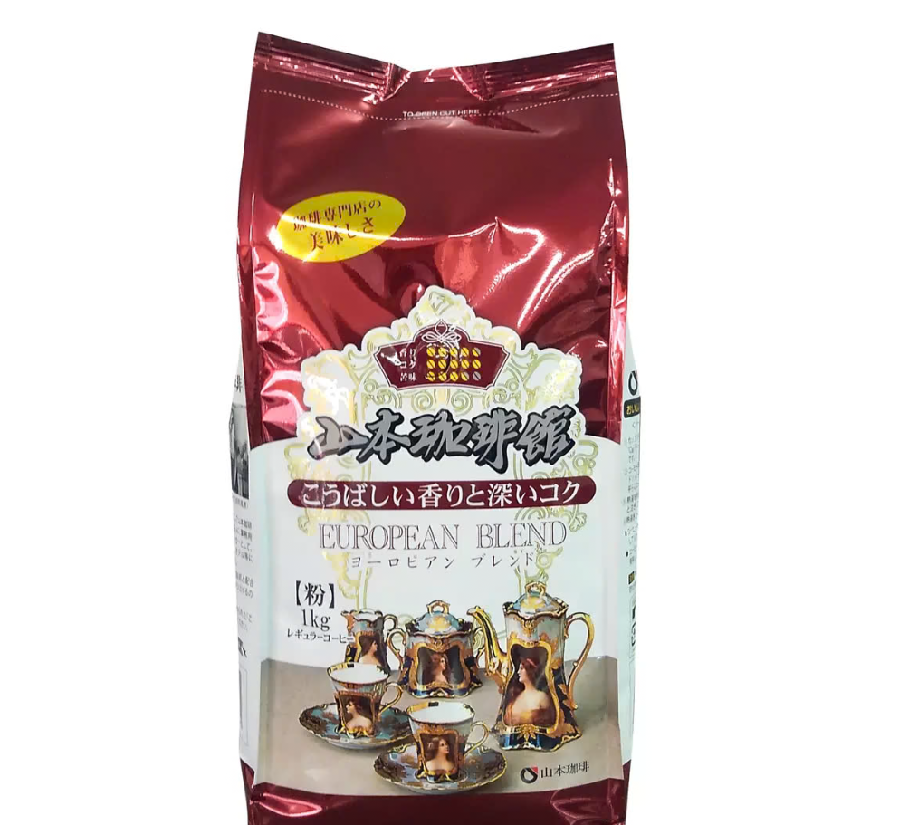 日本製-山本珈琲館代購-有機歐風配方深焙研磨咖啡粉1kg-單包裝大容量手沖冷萃適用-日本進口山本珈琲館有機咖啡粉1kg深焙極致香醇手沖法壓冷萃每日提神適用-改善精神不振及咖啡酸澀-日系食品飲料照