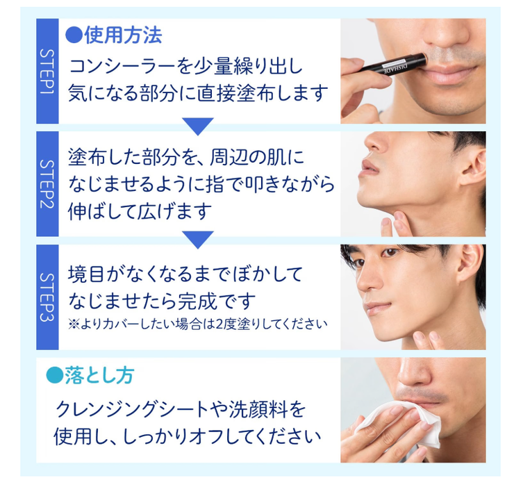 日本製：DeSHADE メンズ用痕跡を残さない極致コンシーラー スティックコンシーラー 3g (B3828)