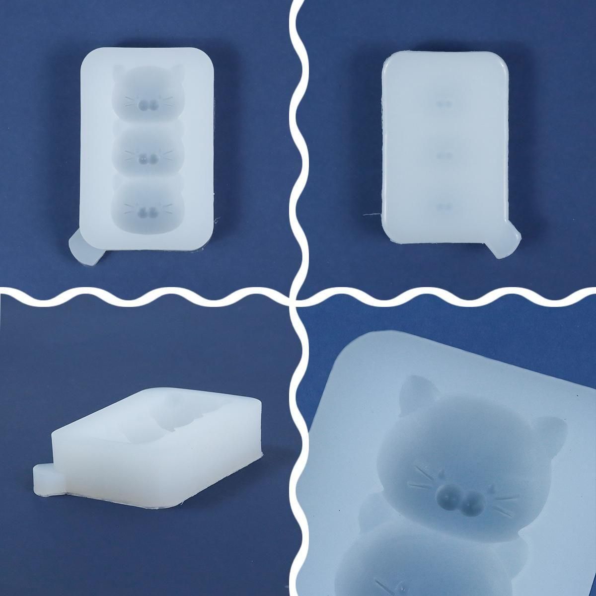 日本直送：【シリコン型・モールド】たてならび三連猫 シリコンモールド 三隻小貓矽膠模具（B2978）