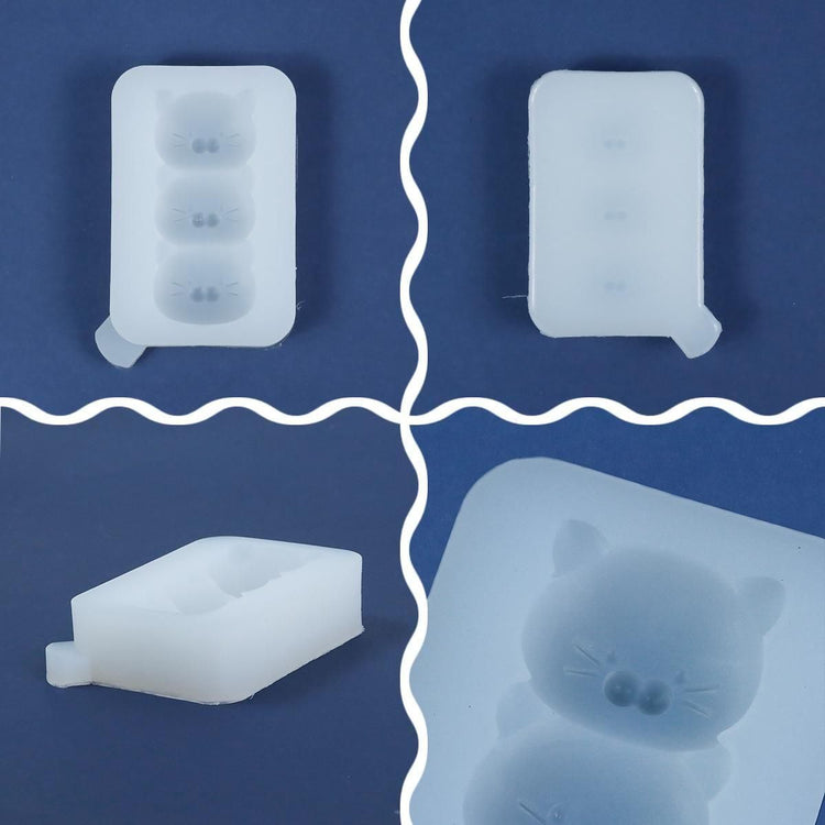 日本直送：【シリコン型・モールド】たてならび三連猫 シリコンモールド 三隻小貓矽膠模具（B2978）