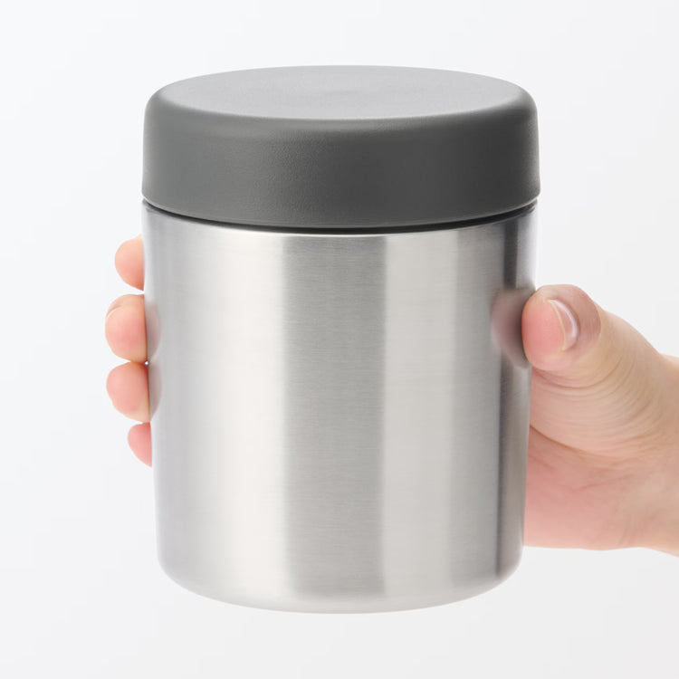 Made in Japan: MUJI Wide Mouth Insulated Soup Jar 300/430mL | Gray/Beige/Silver (B592)