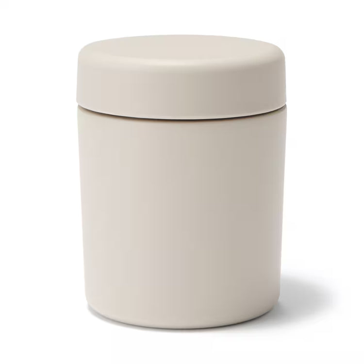 日本製：MUJI 無印良品 広口保温保冷スープジャー 300/430mL｜グレーベージュ / シルバー (B592)