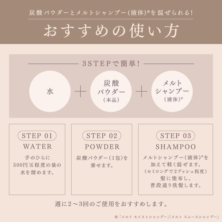 Japan: Kao melt | Rich Carbonated Shampoo Powder (10 packs) (B3402)
