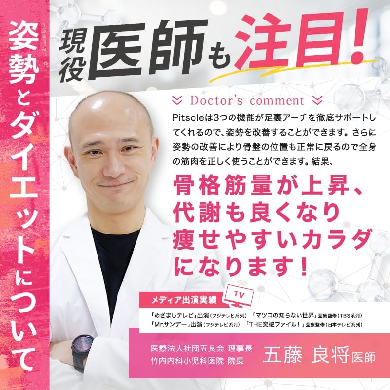 Direct from Japan: Pitsole Posture Correction and Decompression Slimming Insoles (B3621)