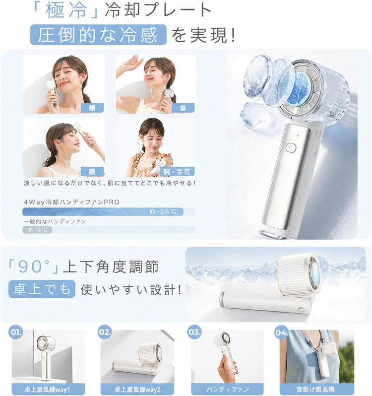 日本品牌-CICIBELLA-2026全新製冷版面手提風扇-B3637-直柄款-折疊款-半導體冷凝板26度體感冰敷-100階風量調整液晶顯示-隨身散熱手持扇-夏季防熱中症便攜小空調-