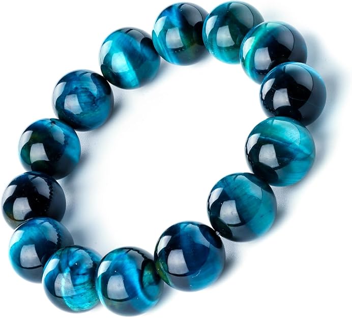 Direct from Japan: [Attract Wealth / Enhance Water Element / Free Shipping on One Item] Seki-ki 16mm Imperial Blue Tiger Eye Insight & Wealth-Gathering Bracelet (B3809)
