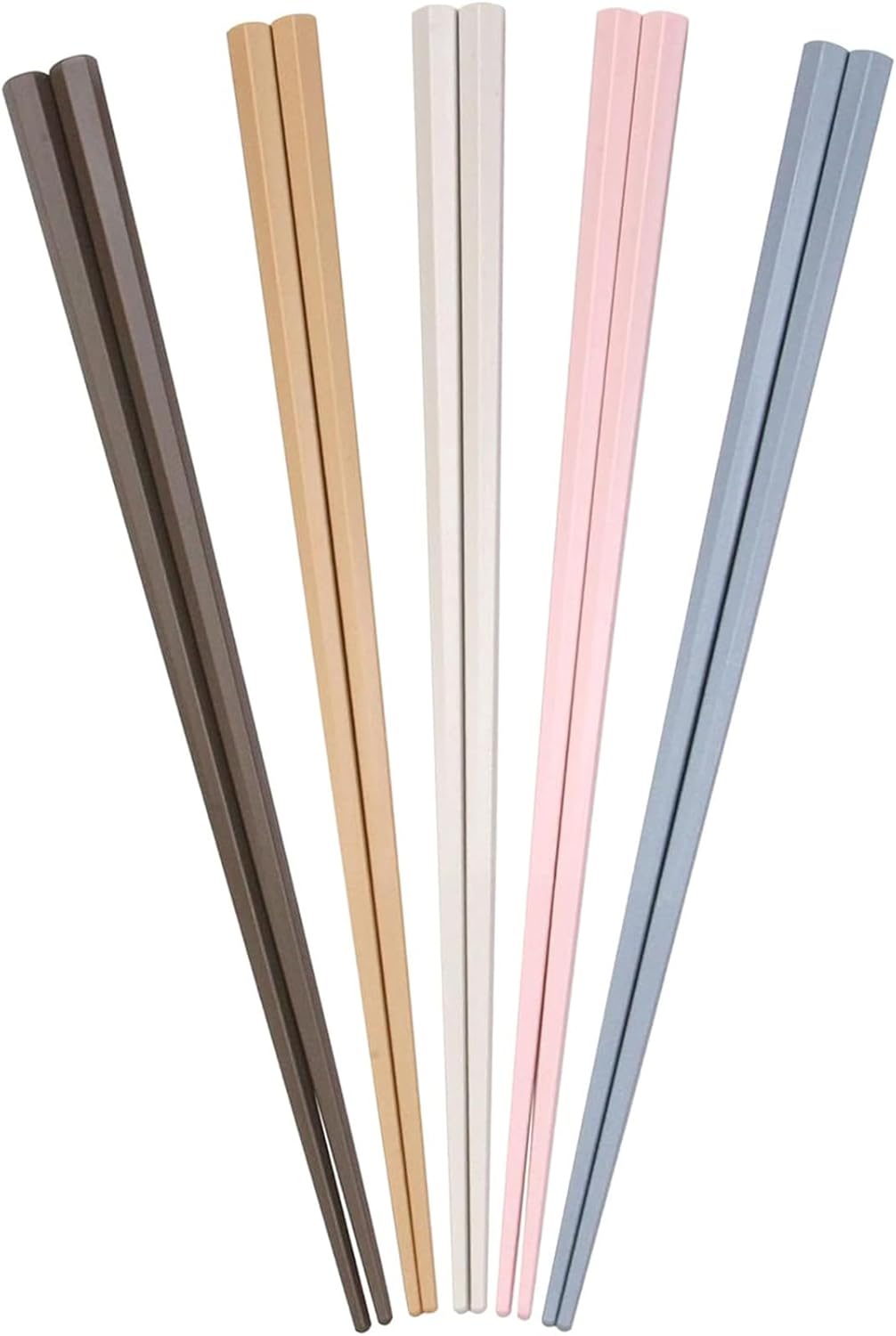 日本製： Sunlife 彩色[淺色系]六角PBT筷子 1套5對裝（23cm｜洗踠機適用）(Z191)