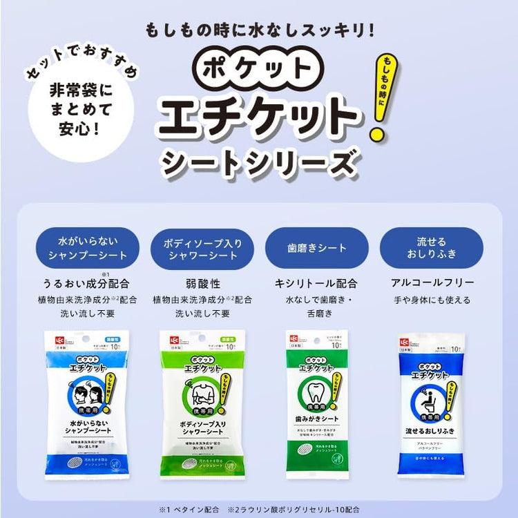 LEC 激落君隨身免水洗髮濕巾 10枚入 2包組