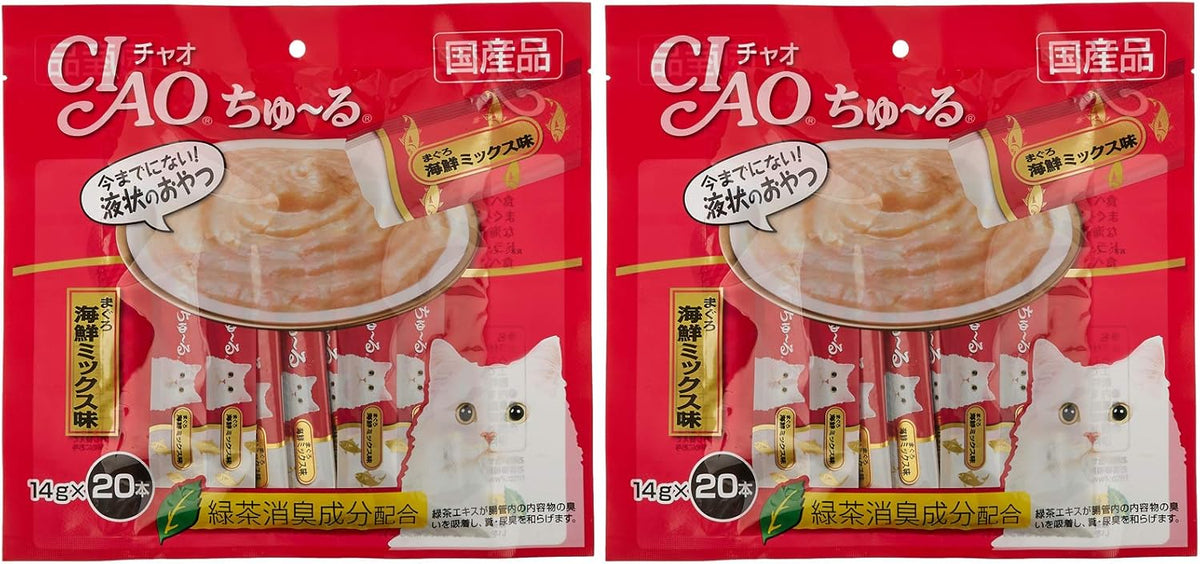 日本製：CIAO Churu｜貓用鮪魚綜合肉泥 14gx40支入 (B3307)