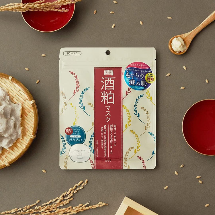 [美白亮膚面膜]日本製：PDC WAFOOD MADE 酒粕面膜 10塊 (B2985)