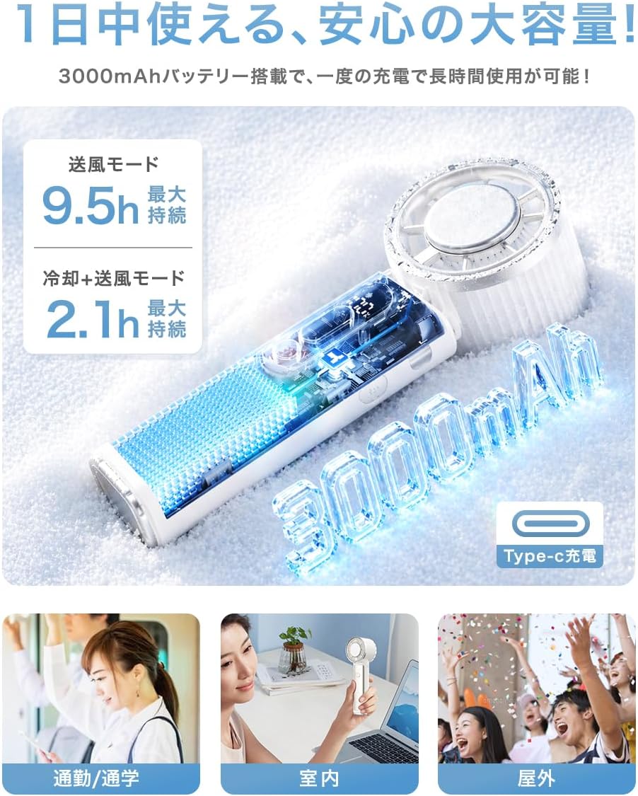 Japanese Brand: CICIBELLA | 2026 New Innovative Straight-Handle / Foldable Refrigeration Handheld Fan (B3637)
