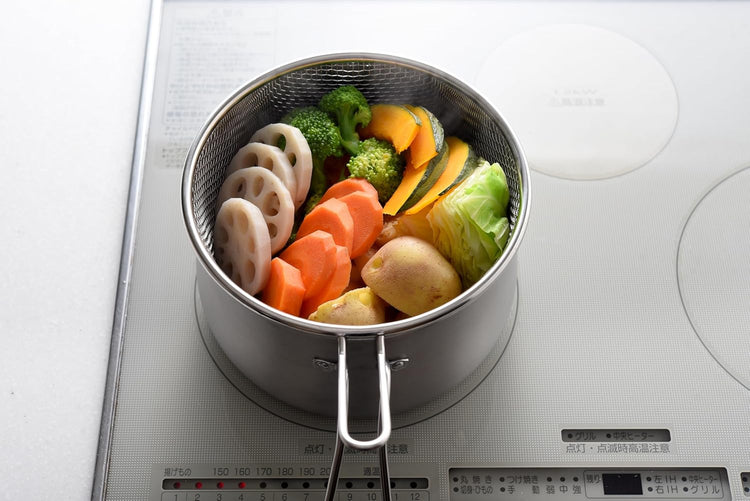 Made in Japan: Arnest Ittemono-zukuri Tsubame-Sanjo 9-in-1 Stainless Steel Strainer and Multi-functional Pot 18cm (B3614)