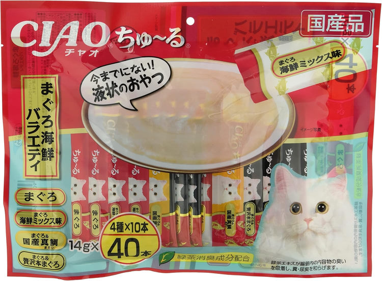 日本製：CIAO Churu｜貓用鮪魚綜合肉泥 14gx40支入 (B3307)