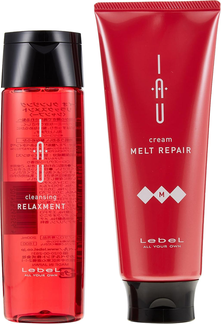 日本製：Lebel IAU 洗護修護套裝（Relaxment 洗髮露200ml＋Melt Repair 髮膜200ml）(B3090)