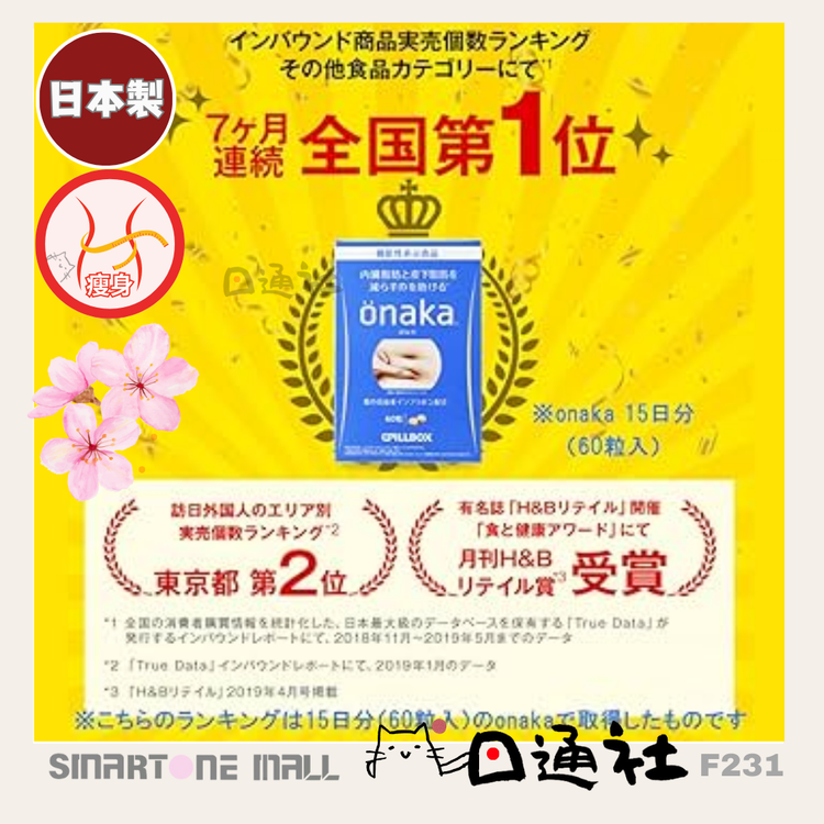 Made in Japan: Pillbox Onaka Fat Burning Enzyme Slimming Pills (120 Capsules, One Month Supply) (F231)