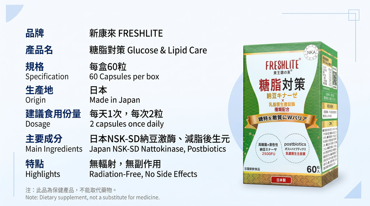 FreshLite糖脂對策 NSK-SD 高活性納豆激酶  Wバリア 高活性NSK-SD 天然ポストバイオティクス