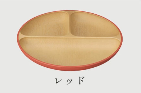 日本製：🏆日本木目調 ｜ 抗菌三格隔餐盤 25cm (B3433)