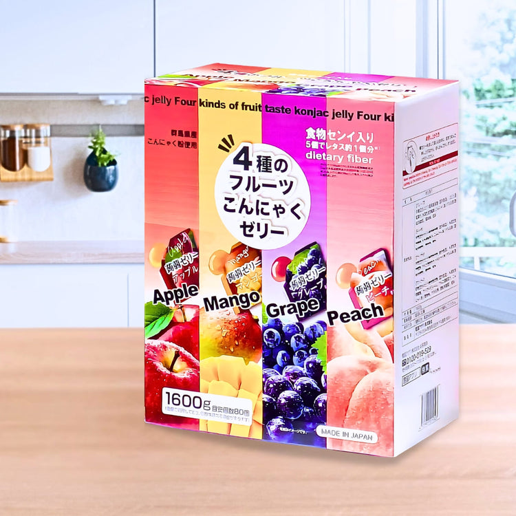 日本製-雪國Aguri代購-4種水果蒟蒻啫喱超值分享裝80個入1600g-單箱裝蘋果芒果葡萄桃子-日本進口雪國Aguri蒟蒻果凍80個入低卡高纖膠原蛋白兒童零食下午茶控卡適用-改善嘴饞發胖及高熱量負擔-日系休閒食品照