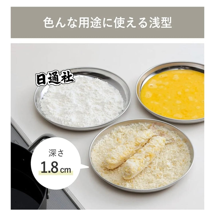 日本製：下村企販 ステンレス丸型バット 3枚組 (B3066)