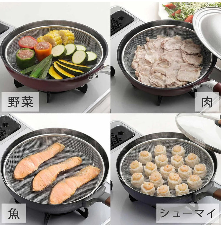 Made in Japan: Shimomura Kōhan Stainless Steel Leg Shallow Drain Basket 25cm Three-Way Type (B3056)