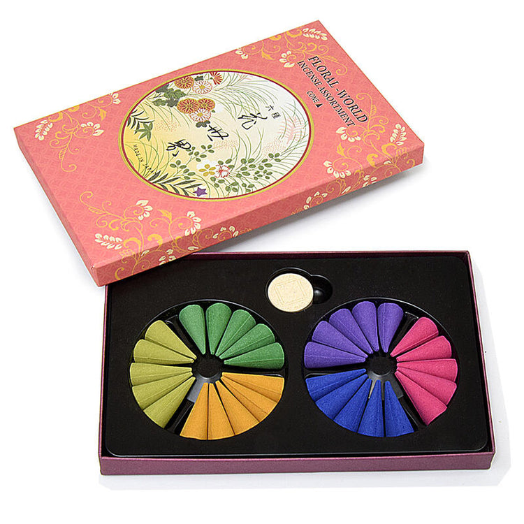 日本製：京都限定｜松栄堂「六種の花世界」コーン型お香セット（30個入）（B3267）